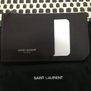 Saint Laurent Black Tulip Zip Card Case